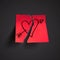 Red small sticky note with heart