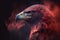 Red Smoke Surrounds Majestic Eagle Bird. AI