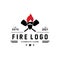 red smoldering fire icon vector logo, classic retro design