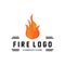 red smoldering fire icon vector logo, classic retro design