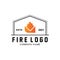 red smoldering fire icon vector logo, classic retro design