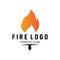 red smoldering fire icon vector logo, classic retro design