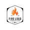 red smoldering fire icon vector logo, classic retro design