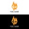 red smoldering fire icon vector logo, classic retro design