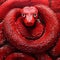 Red Snake Pointillism Wall Art: Playful Cartoons And Realistic Hyper-detail