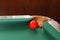 Red Snooker Ball By Corner Pocket