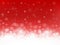 Red snow background. Snowflakes with particles and bokeh. Blurred backdrop. Christmas background. Holiday winter theme. Vector ill