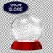 Red snow globe transparent and isolated for design.