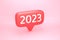 Red social media notification icon with number 2023