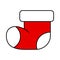 Red sock, boots and shoes for santa claus gifts. An element for the celebration. Editable Christmas and New Year icon in