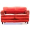 Red sofa, comfortable couch, isolated, watercolor illustration on white