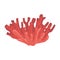 Red Soft Coral, Tropical Reef Marine Invertebrate Animal Isolated Vector Icon