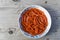 Red spaghetti view, vegetarian food
