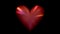 Red sparkling heart iridescent rays motion black