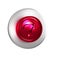 Red Speedometer icon isolated on transparent background. Silver circle button.