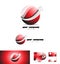 Red sphere arrow 3d logo icon design