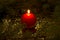 Red, spherical candle