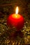 Red, spherical candle