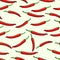 Red, spicy, Georgian, chilli pepper. Seamless vector background