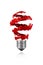 Red spiral paint trace made light bulb