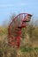 Red spiral staircase also known as watchtower or lookout seat