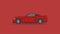 Red sport american muscle car flat design vector background illustration