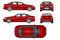 Red sport car vector template.