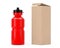 Red Sport Plastic Water Bottle Mockup with Cardboard Kraft Paper