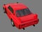 Red sports coupe. Red race car. Retro race. Japanese School tuning. Uniform gray background. Three-dimensional model. Raster illus