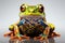 Red-spotted tree frog on gray background. 3d illustration Generative AI Generative AI