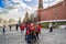 Red Square, autumn. Photos on the memory of tourists and travelers in a great mood. Moscow, Russia.