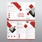 Red square business trifold Leaflet Brochure Flyer report template vector minimal flat design set, abstract three fold