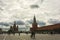 Red square, the Kremlin wall, the Mausoleum and St. Basil`s Cath