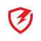 Red square lightning electric shield secure  logo design