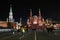 Red Square in Moscow. Kremlin, Historical museum and Lenins mausoleum