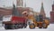 Red Square in Moscow. snow machines eliminates the effects of snowfall. transport equipment clears the red square in Moscow from