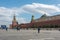 Red square with Spasskaya tower of Moscow Kremlin, Lenin Mausoleum and Senate palace, Moscow, Russia