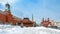 Red Square in winter during snowfall, Moscow, Russia