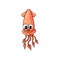 Red squid underwater cartoon character personage