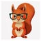 A red squirrel with glasses on a white isolated background. Illustration of the generated AI for design, printing or layout. The