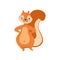 Red Squirrel Standing With Hands On Hips Humanized Cartoon Cute Forest Animal Character Childish Illustration