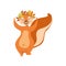 Red Squirrel Wearing Autumn Wreath Humanized Cartoon Cute Forest Animal Character Childish Illustration