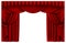 Red stage curtain. Realistic theater scene backdrop, cinema premiere portiere drapes, ruddy ceremony curtains vector