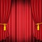 Red stage curtain realistic vector illustration for theater or opera scene backdrop, concert grand opening or cinema premiere. Red