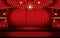 Red Stage Curtain with Seats and Copy Space. Theater, Opera or C