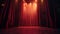 Red stage curtain with spotlight and red curtains in the dark room.