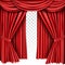 Red stage curtain for theater, opera scene drape
