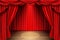 Red stage curtain for theater, opera scene drape