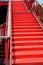 Red stage with handrail