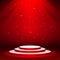 Red Stage podium spotlight illuminated scene. Vector Illustration